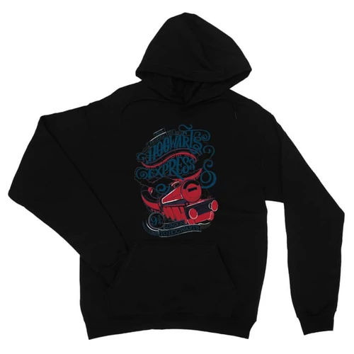 Fekete Harry Potter unisex kapucnis pulóver - Hogwarts Express
