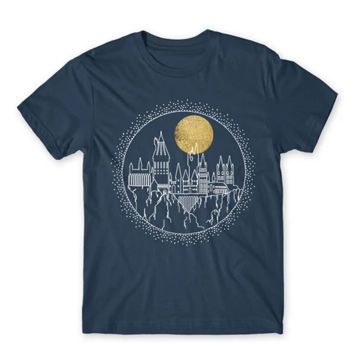 Denim Harry Potter férfi rövid ujjú póló - Hogwarts Lineart