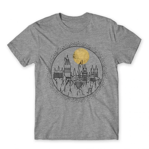 Sportszürke Harry Potter férfi rövid ujjú póló - Hogwarts Lineart