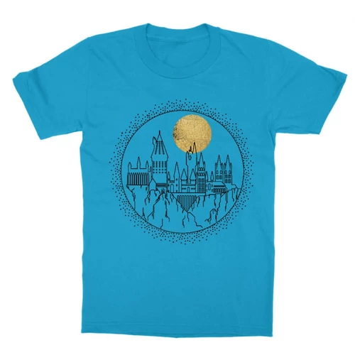 Atollkék Harry Potter gyerek rövid ujjú póló - Hogwarts Lineart