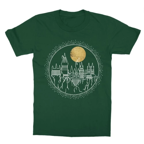 Sötétzöld Harry Potter gyerek rövid ujjú póló - Hogwarts Lineart