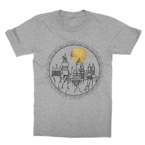 Sportszürke Harry Potter gyerek rövid ujjú póló - Hogwarts Lineart