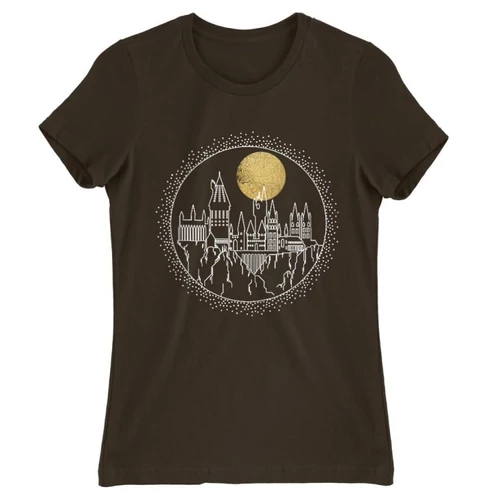 Barna Harry Potter női rövid ujjú póló - Hogwarts Lineart