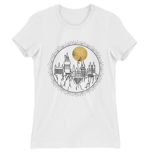 Fehér Harry Potter női rövid ujjú póló - Hogwarts Lineart