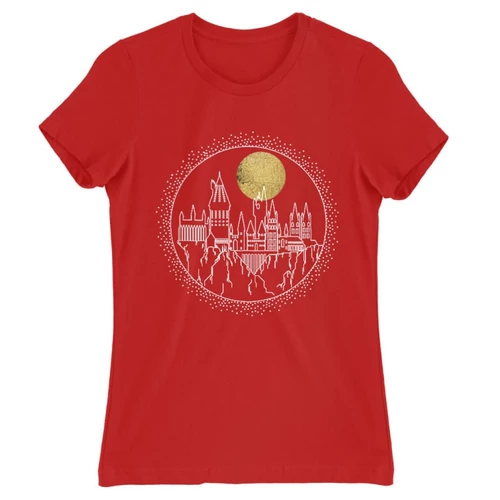 Piros Harry Potter női rövid ujjú póló - Hogwarts Lineart