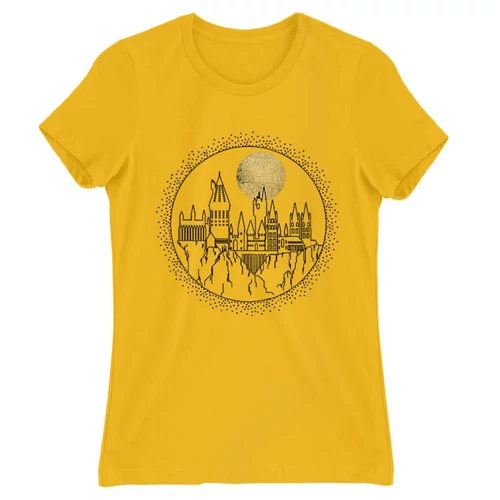 Sárga Harry Potter női rövid ujjú póló - Hogwarts Lineart