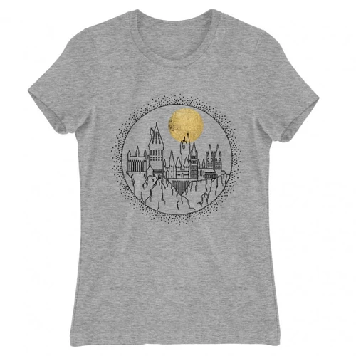 Sportszürke Harry Potter női rövid ujjú póló - Hogwarts Lineart