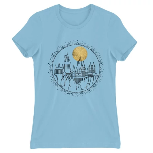 Világoskék Harry Potter női rövid ujjú póló - Hogwarts Lineart