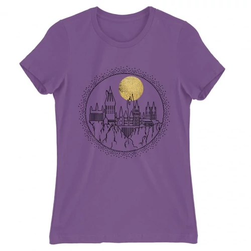 Világoslila Harry Potter női rövid ujjú póló - Hogwarts Lineart