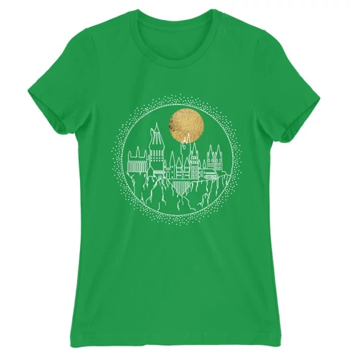 Zöld Harry Potter női rövid ujjú póló - Hogwarts Lineart