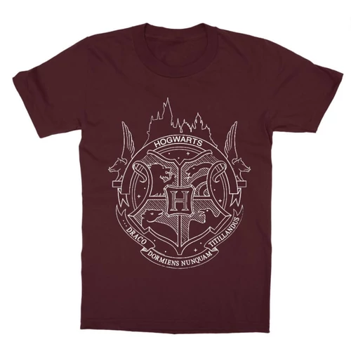 Bordo Harry Potter gyerek rövid ujjú póló - Hogwarts Logo Lineart