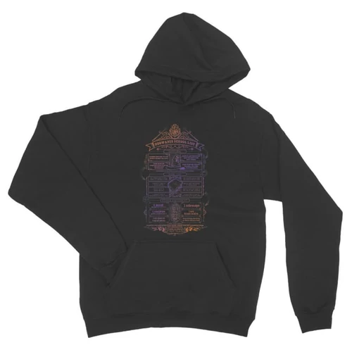 Sötétszükre Harry Potter unisex kapucnis pulóver - Hogwarts School List 