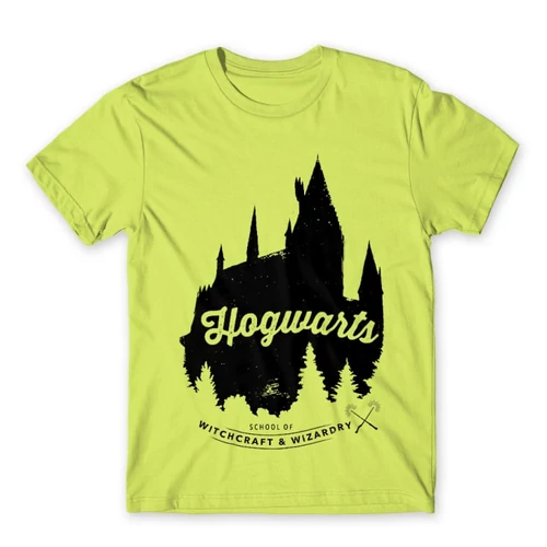 Almazöld Harry Potter férfi rövid ujjú póló - Hogwarts Silhouette