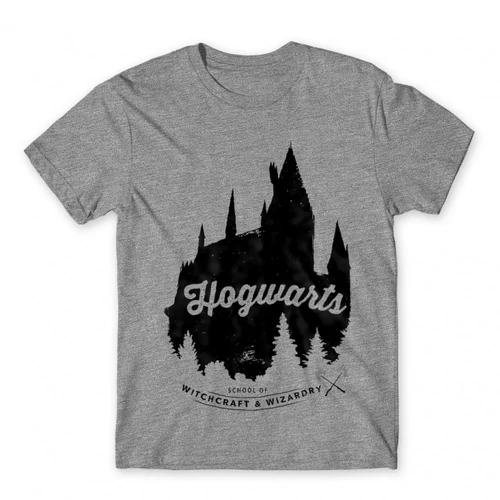 Sportszürke Harry Potter férfi rövid ujjú póló - Hogwarts Silhouette