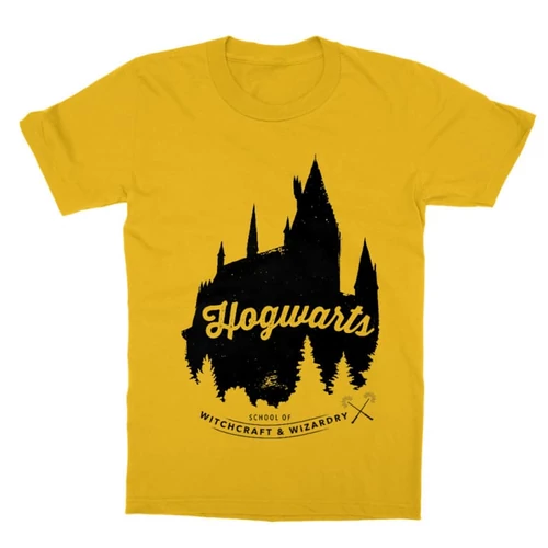 Sárga Harry Potter gyerek rövid ujjú póló - Hogwarts Silhouette