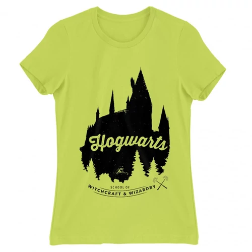 Almazöld Harry Potter női rövid ujjú póló - Hogwarts Silhouette