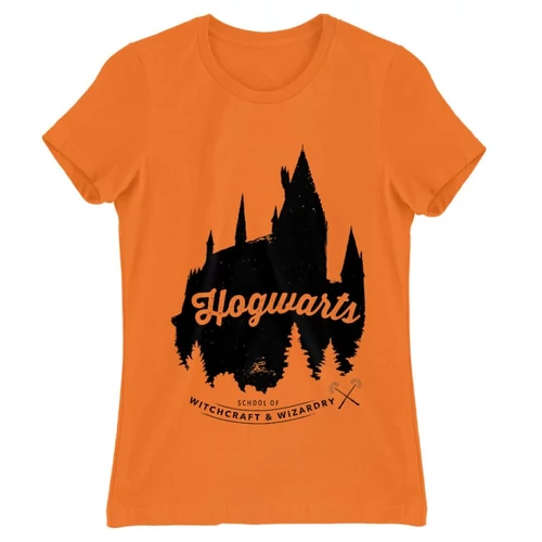 Narancs Harry Potter női rövid ujjú póló - Hogwarts Silhouette