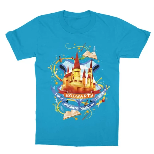 Atollkék Harry Potter gyerek rövid ujjú póló - Hogwarts Watercolor