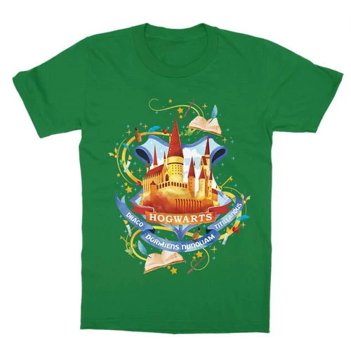 Zöld Harry Potter gyerek rövid ujjú póló - Hogwarts Watercolor