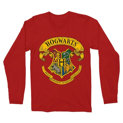 Piros Harry Potter férfi hosszú ujjú póló - Hogwarts Color