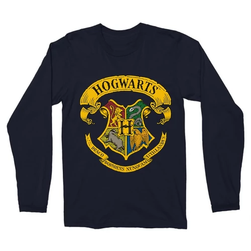Sötétkék Harry Potter férfi hosszú ujjú póló - Hogwarts Color