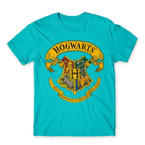 Atollkék Harry Potter férfi rövid ujjú póló - Hogwarts color