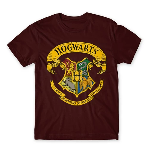 Bordó Harry Potter férfi rövid ujjú póló - Hogwarts color