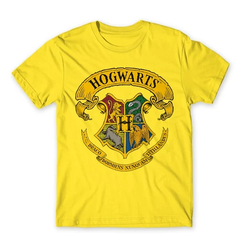 Citromsárga Harry Potter férfi rövid ujjú póló - Hogwarts color