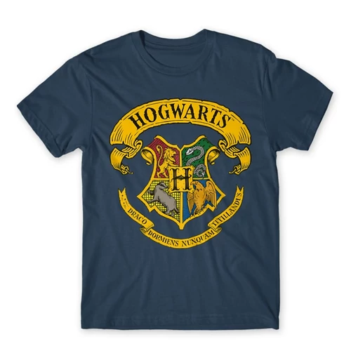 Denim Harry Potter férfi rövid ujjú póló - Hogwarts color