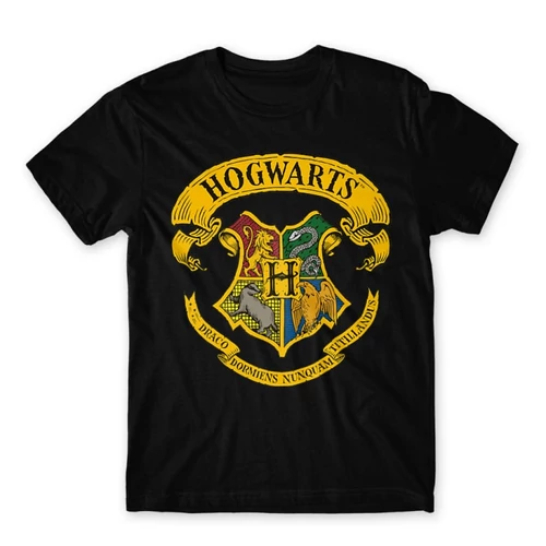 Fekete Harry Potter férfi rövid ujjú póló - Hogwarts color