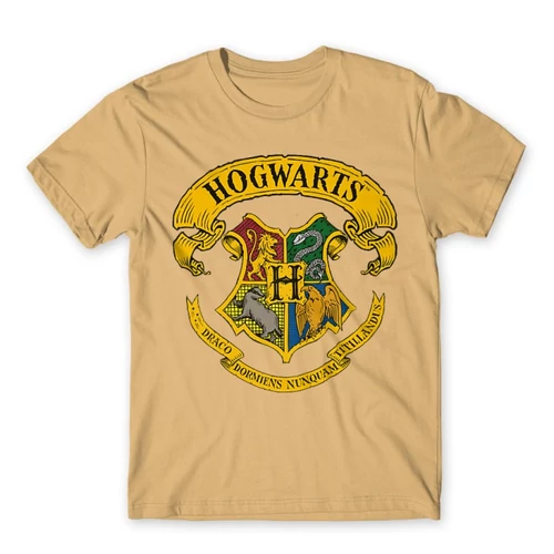 Homok Harry Potter férfi rövid ujjú póló - Hogwarts color