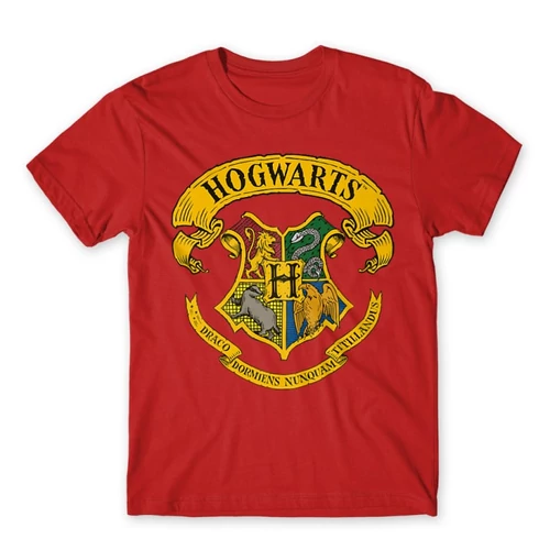 Piros Harry Potter férfi rövid ujjú póló - Hogwarts color