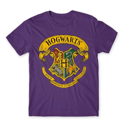 Sötétlila Harry Potter férfi rövid ujjú póló - Hogwarts color