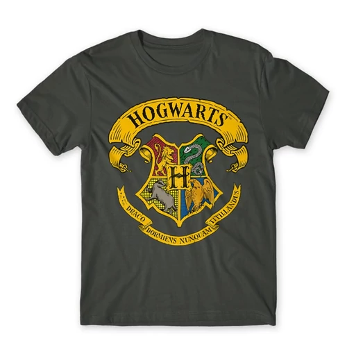 Sötétszürke Harry Potter férfi rövid ujjú póló - Hogwarts color