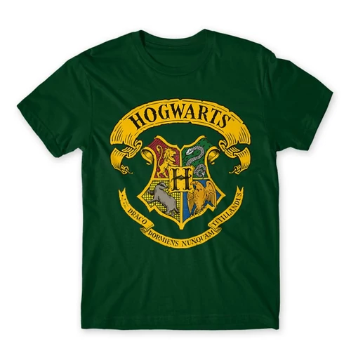 Sötétzöld Harry Potter férfi rövid ujjú póló - Hogwarts color