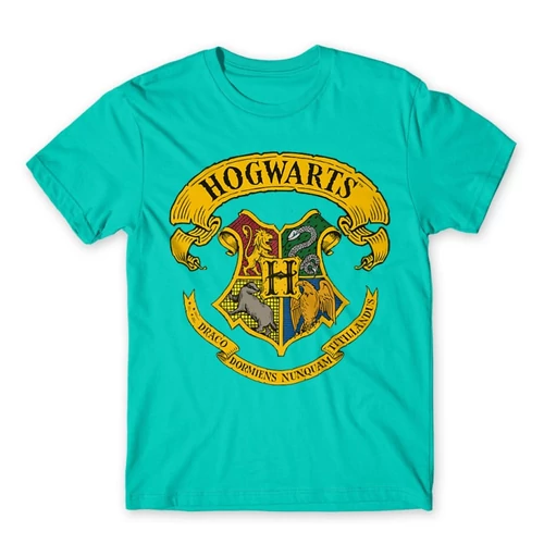 Türkiz Harry Potter férfi rövid ujjú póló - Hogwarts color