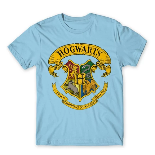Világoskék Harry Potter férfi rövid ujjú póló - Hogwarts color