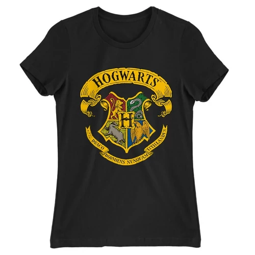 Fekete Harry Potter női rövid ujjú póló - Hogwarts color