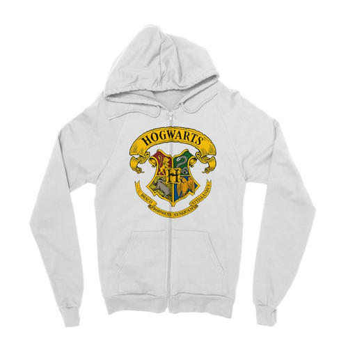 Fehér Harry Potter zipzáros pulóver - Hogwarts color logo