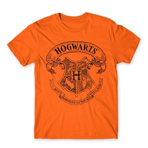 Narancs Harry Potter férfi rövid ujjú póló - Hogwarts outline logo