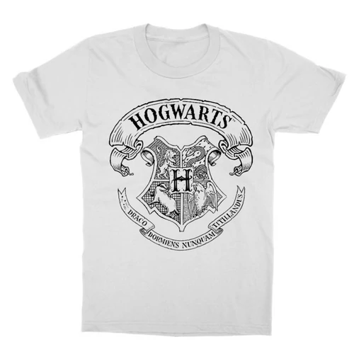 Fehér Harry Potter gyerek rövid ujjú póló - Hogwarts outline logo