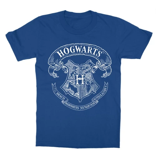 Királykék Harry Potter gyerek rövid ujjú póló - Hogwarts outline logo