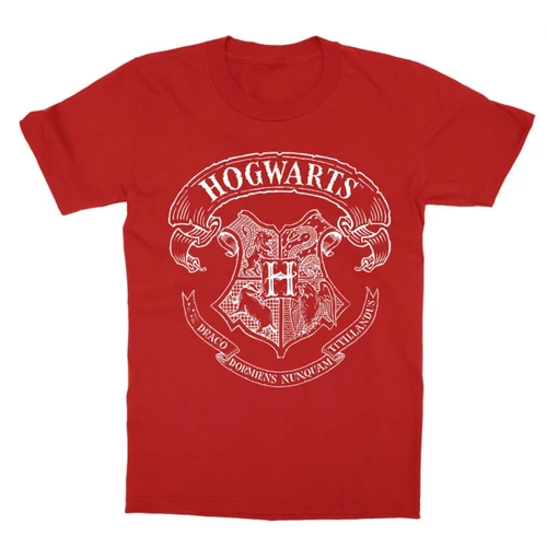 Piros Harry Potter gyerek rövid ujjú póló - Hogwarts outline logo