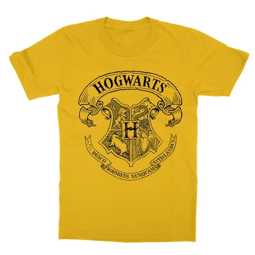 Sárga Harry Potter gyerek rövid ujjú póló - Hogwarts outline logo