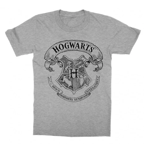 Sportszürke Harry Potter gyerek rövid ujjú póló - Hogwarts outline logo