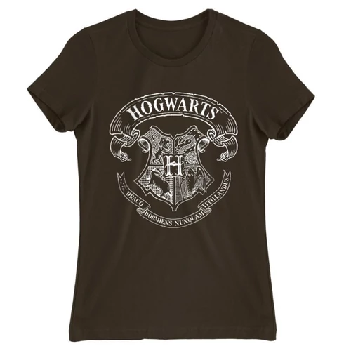 Barna Harry Potter női rövid ujjú póló - Hogwarts outline logo