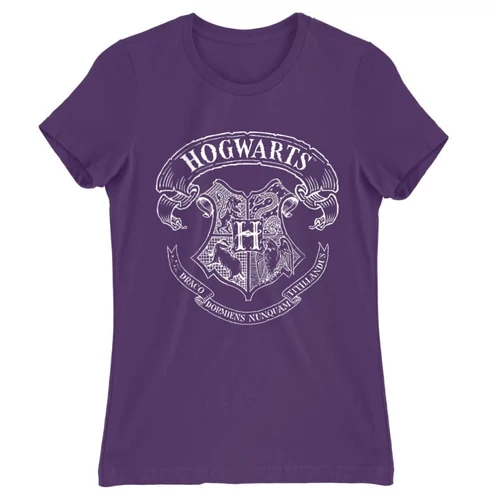 Sötétlila Harry Potter női rövid ujjú póló - Hogwarts outline logo