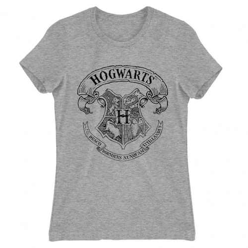 Sportszürke Harry Potter női rövid ujjú póló - Hogwarts outline logo