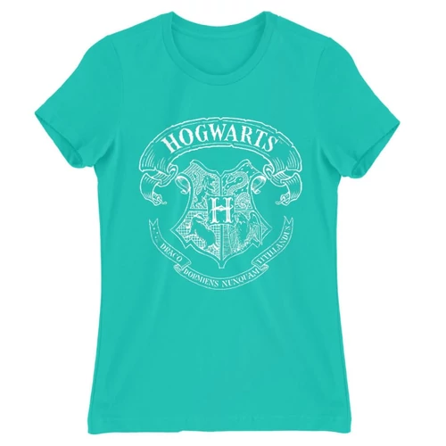 Türkiz Harry Potter női rövid ujjú póló - Hogwarts outline logo