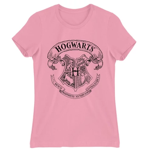 Világos rózsaszín Harry Potter női rövid ujjú póló - Hogwarts outline logo
